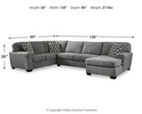 Birkdale Court Gray 3-Piece RAF Chaise Sectional from Ashley Furniture - Luna Furniture