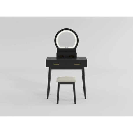 Ornate Gray Vanity Dresser with Mirror and Stool from Homelegance - Luna Furniture