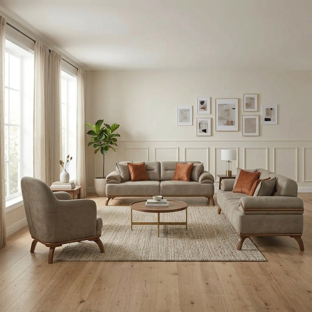 Mia Convertible Sofa in Beige from Furnia - Luna Furniture