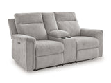 Barnsana Ash Power Reclining Loveseat with Console from Ashley - Luna Furniture