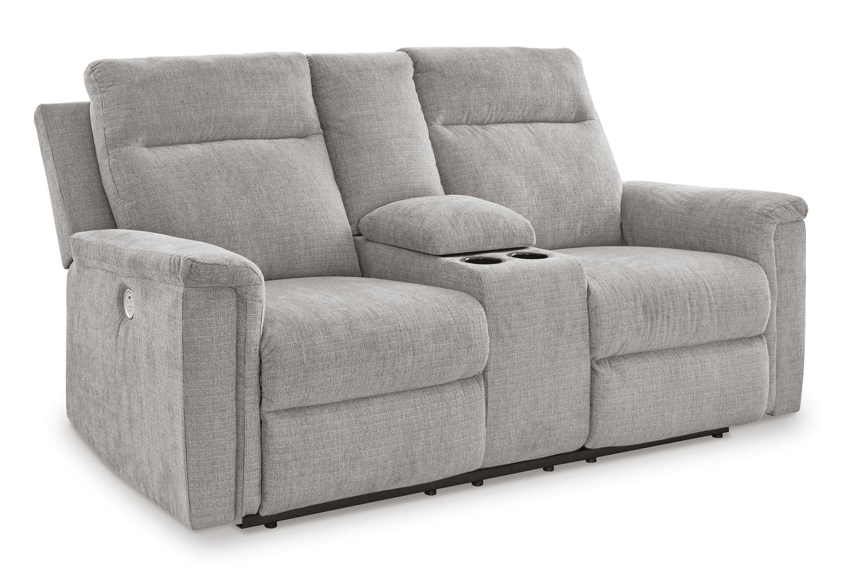 Barnsana Ash Power Reclining Loveseat with Console from Ashley Furniture - Luna Furniture