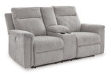 Barnsana Ash Power Reclining Loveseat with Console from Ashley Furniture - Luna Furniture