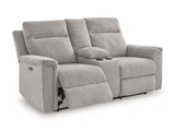 Barnsana Ash Power Reclining Loveseat with Console from Ashley - Luna Furniture