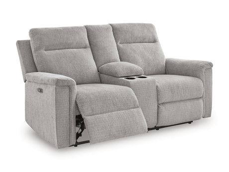 Barnsana Ash Power Reclining Loveseat with Console from Ashley - Luna Furniture