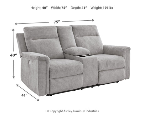 Barnsana Ash Power Reclining Loveseat with Console from Ashley - Luna Furniture