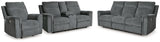 Barnsana Gravel Sofa, Loveseat and Recliner Power Reclining Living Room Set from Ashley - Luna Furniture