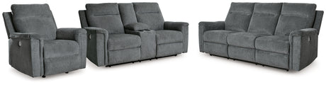 Barnsana Gravel Power Reclining Sofa, Loveseat and Recliner from Ashley Furniture - Luna Furniture