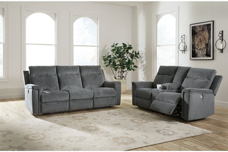 Barnsana Gravel Power Reclining Sofa, Loveseat and Recliner from Ashley - Luna Furniture