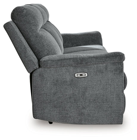 Barnsana Gravel Sofa, Loveseat and Recliner Power Reclining Living Room Set from Ashley Furniture - Luna Furniture