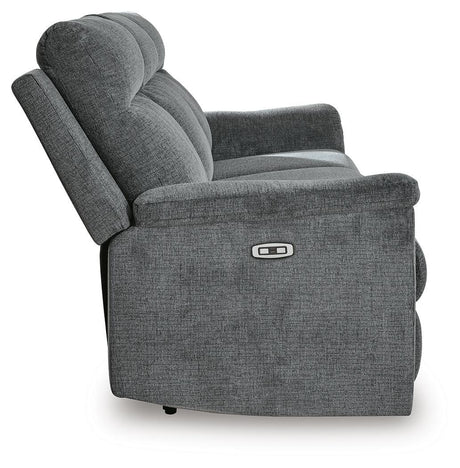 Barnsana Gravel Sofa, Loveseat and Recliner Power Reclining Living Room Set from Ashley Furniture - Luna Furniture