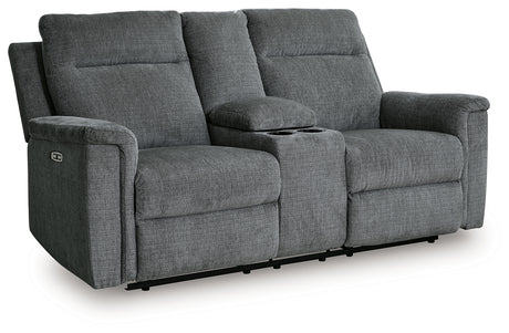 Barnsana Gravel Sofa, Loveseat and Recliner Power Reclining Living Room Set from Ashley Furniture - Luna Furniture