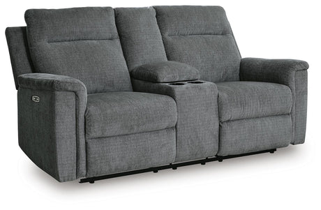 Barnsana Gravel Sofa, Loveseat and Recliner Power Reclining Living Room Set from Ashley Furniture - Luna Furniture