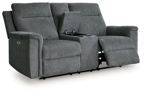 Barnsana Gravel Sofa, Loveseat and Recliner Power Reclining Living Room Set from Ashley Furniture - Luna Furniture