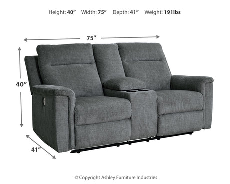 Barnsana Gravel Sofa, Loveseat and Recliner Power Reclining Living Room Set from Ashley Furniture - Luna Furniture
