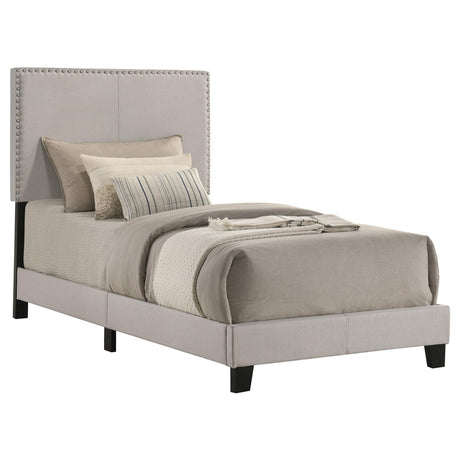 Boyd Ivory Upholstered Twin Bed with Nailhead Trim from Coaster - Luna Furniture