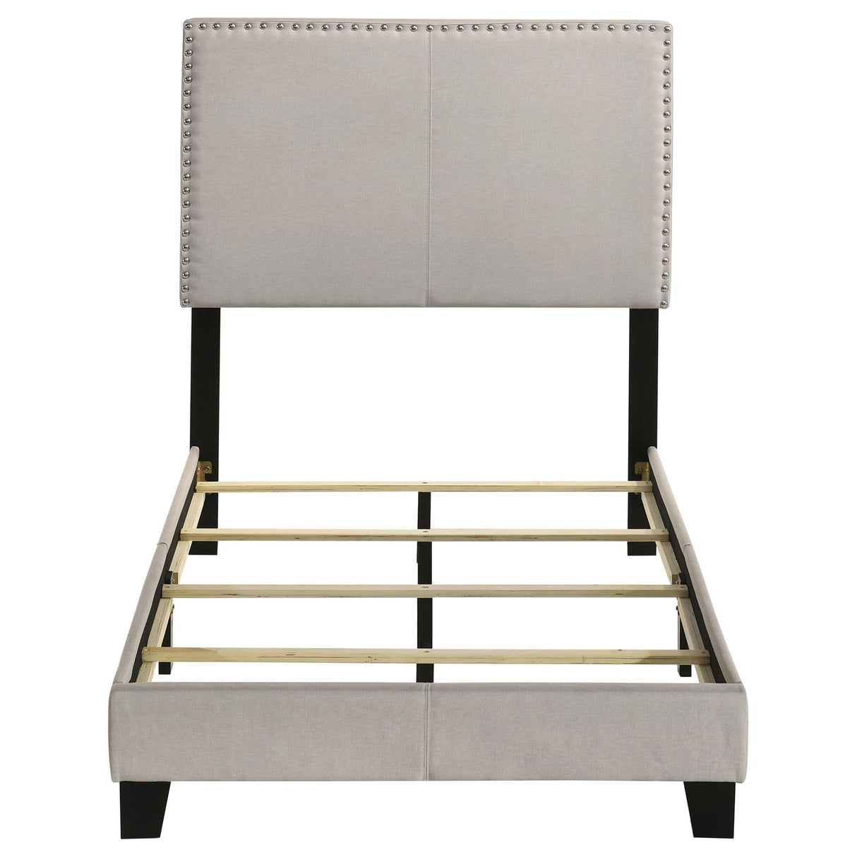 Boyd Ivory Upholstered Twin Bed with Nailhead Trim from Coaster - Luna Furniture