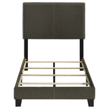 Boyd Charcoal Upholstered Twin Bed with Nailhead Trim from Coaster - Luna Furniture