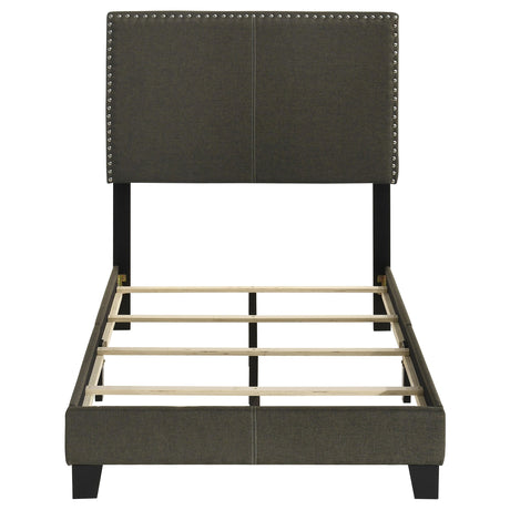 Boyd Charcoal Upholstered Twin Bed with Nailhead Trim from Coaster - Luna Furniture