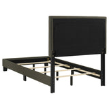 Boyd Charcoal Upholstered Twin Bed with Nailhead Trim from Coaster - Luna Furniture