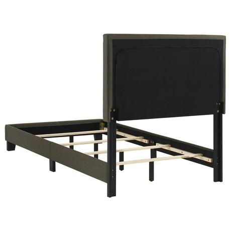 Boyd Charcoal Upholstered Twin Bed with Nailhead Trim from Coaster - Luna Furniture