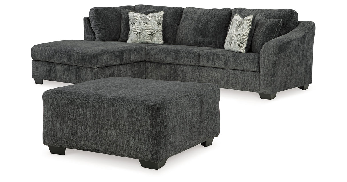 Biddeford 2-Piece Sectional with Ottoman in Shadow from Ashley Furniture - Luna Furniture