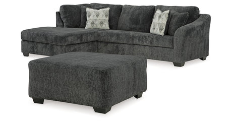 Biddeford 2-Piece Sectional with Ottoman in Shadow from Ashley - Luna Furniture