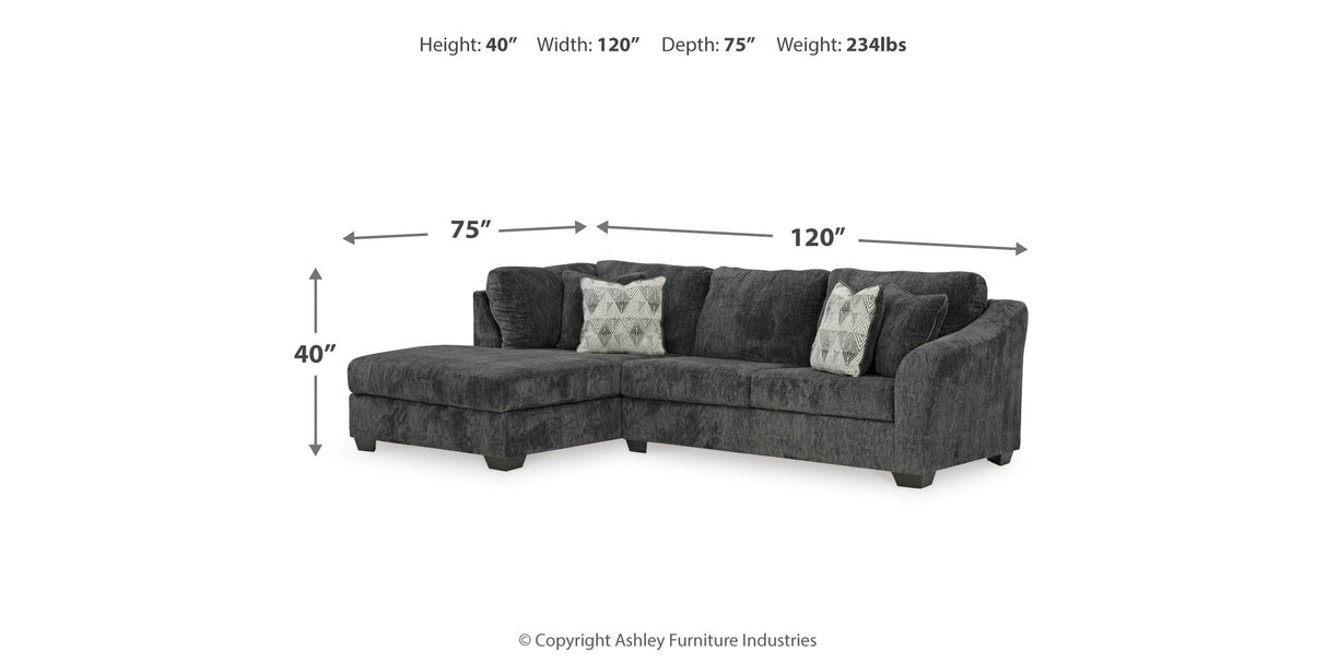 Biddeford 2-Piece Sectional with Ottoman in Shadow from Ashley Furniture - Luna Furniture