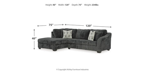 Biddeford 2-Piece Sectional with Ottoman in Shadow from Ashley - Luna Furniture