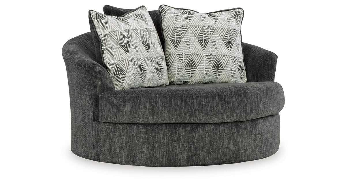 Biddeford Shadow 2-Piece Sectional and Oversized Swivel Accent Chair from Ashley - Luna Furniture