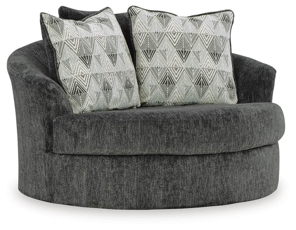 Biddeford Shadow Oversized Swivel Chair and Ottoman from Ashley Furniture - Luna Furniture