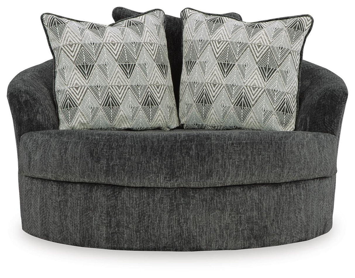 Biddeford Shadow Oversized Swivel Chair and Ottoman from Ashley Furniture - Luna Furniture