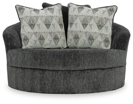 Biddeford Shadow Oversized Swivel Chair and Ottoman from Ashley Furniture - Luna Furniture