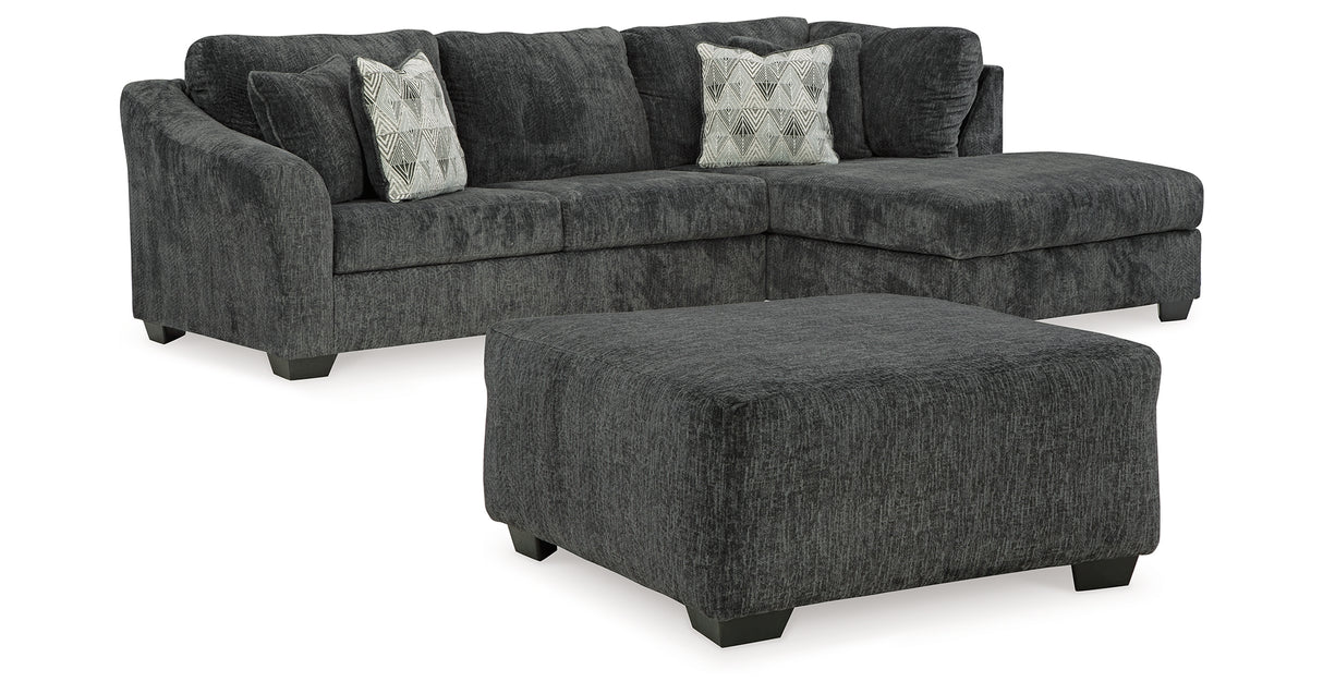 Biddeford 2-Piece Sectional with Ottoman in Shadow from Ashley Furniture - Luna Furniture