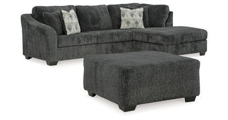 Biddeford 2-Piece Sectional with Ottoman in Shadow from Ashley - Luna Furniture