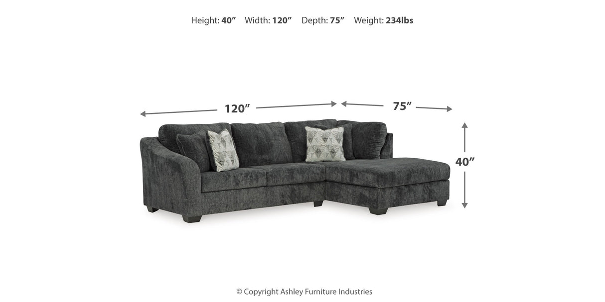 Biddeford 2-Piece Sectional with Ottoman in Shadow from Ashley Furniture - Luna Furniture