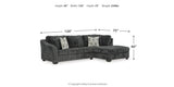 Biddeford 2-Piece Sectional with Ottoman in Shadow from Ashley Furniture - Luna Furniture