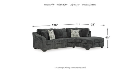 Biddeford 2-Piece Sectional with Ottoman in Shadow from Ashley - Luna Furniture