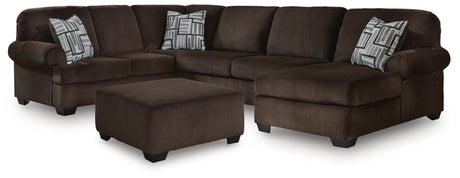 Kimlee Chocolate 3-Piece Sectional and Ottoman from Ashley - Luna Furniture