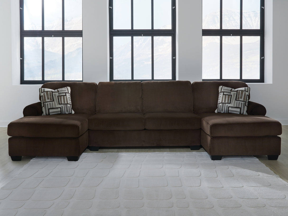 Kimlee Chocolate 3-Piece Double Chaise Sectional from Ashley Furniture - Luna Furniture