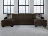 Kimlee Chocolate 3-Piece Double Chaise Sectional from Ashley Furniture - Luna Furniture
