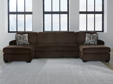 Kimlee Chocolate 3-Piece Double Chaise Sectional from Ashley Furniture - Luna Furniture