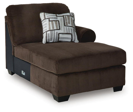 Kimlee Chocolate 3-Piece Sectional and Ottoman from Ashley - Luna Furniture