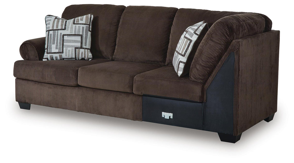 Kimlee Chocolate 3-Piece Sectional and Ottoman from Ashley - Luna Furniture