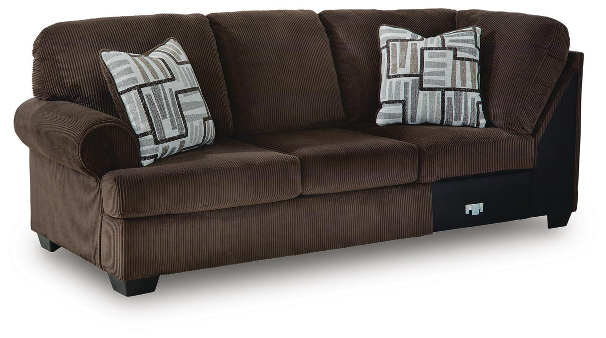 Kimlee Chocolate 3-Piece Sectional and Ottoman from Ashley - Luna Furniture