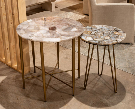 Calico 24" Side Table in Smoky Quartz with Iron Base from Home Trends & Design - Luna Furniture