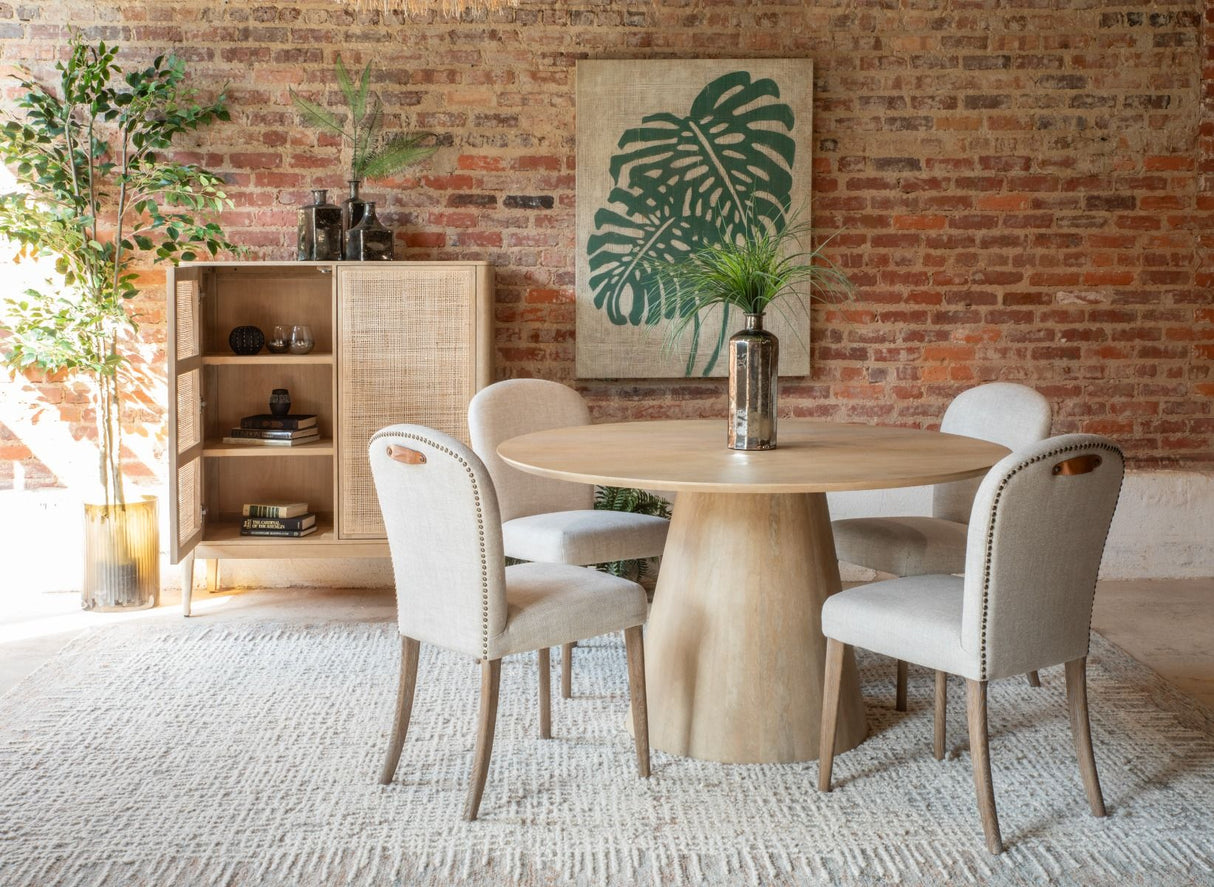 Casablanca 54" Round Dining Table in Natural White from Home Trends & Design - Luna Furniture