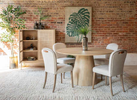 Casablanca 54" Round Dining Table in Natural White from Home Trends & Design - Luna Furniture