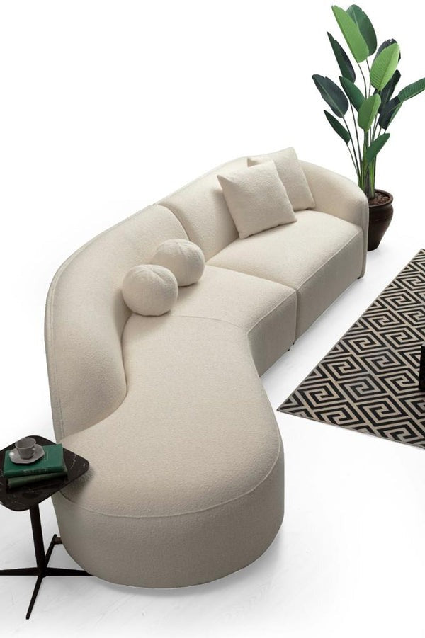 Cloe Ivory Boucle LAF Curved Sectional from Nova Furniture - Luna Furniture