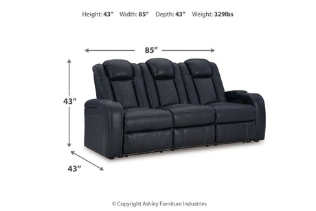 Fyne-Dyme Sapphire Power Reclining Sofa, Loveseat and Recliner from Ashley - Luna Furniture