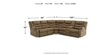 Partymate 2-Piece Sectional with Recliner in Brindle from Ashley Furniture - Luna Furniture